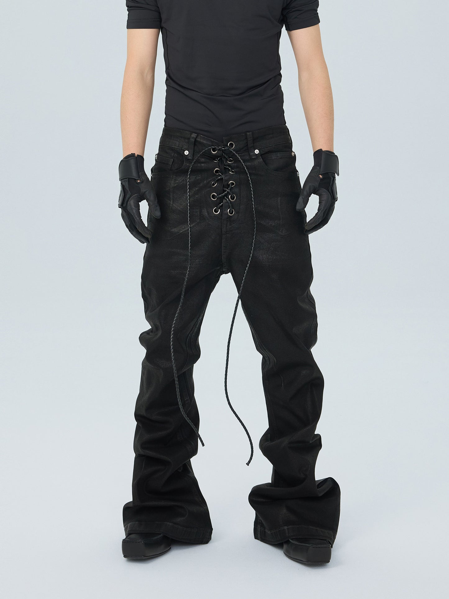 Lace Up Flared Jeans