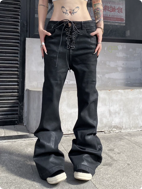 Lace Up Flared Jeans