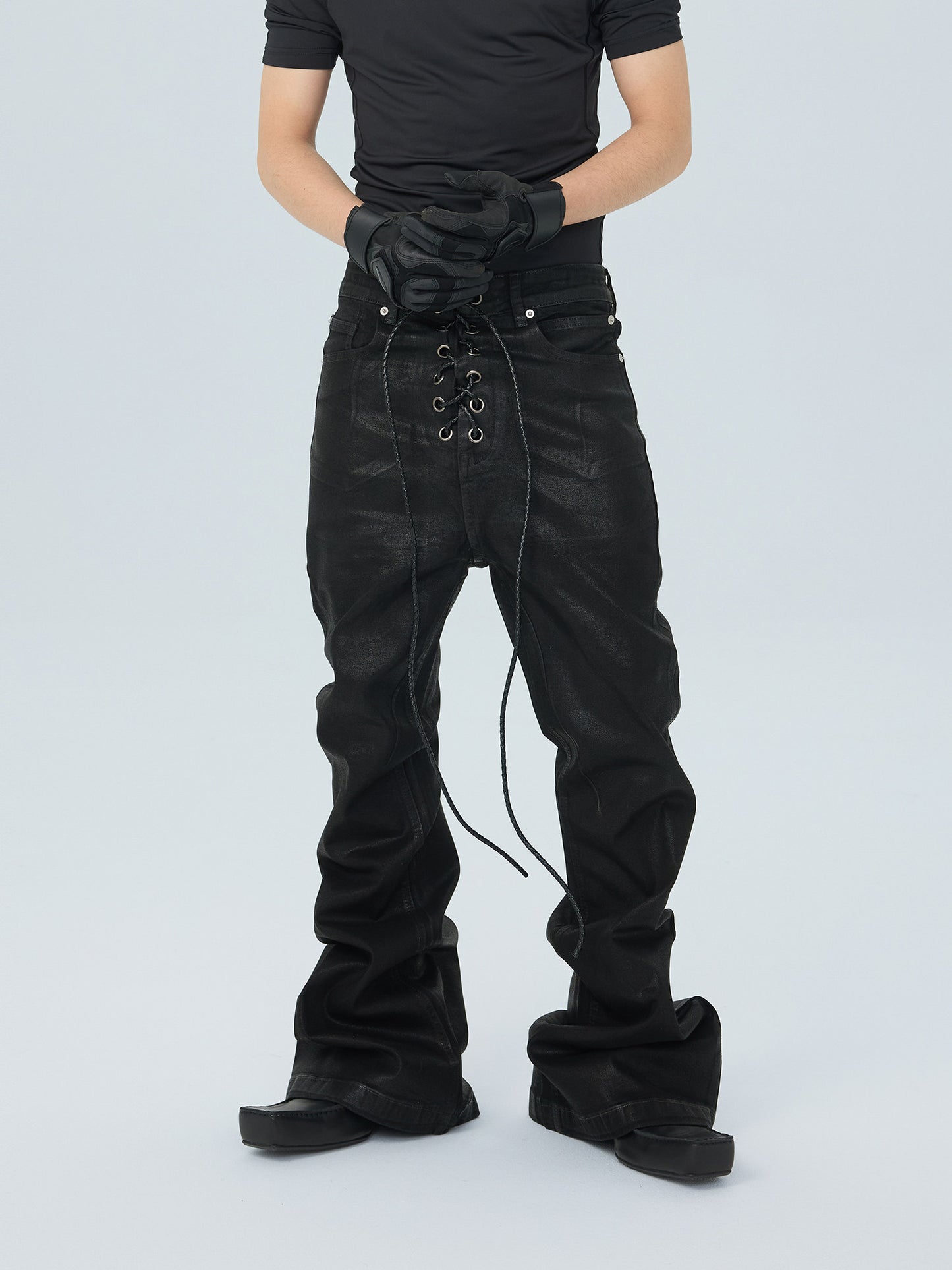 Lace Up Flared Jeans