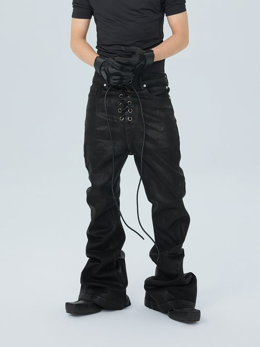Lace Up Flared Jeans